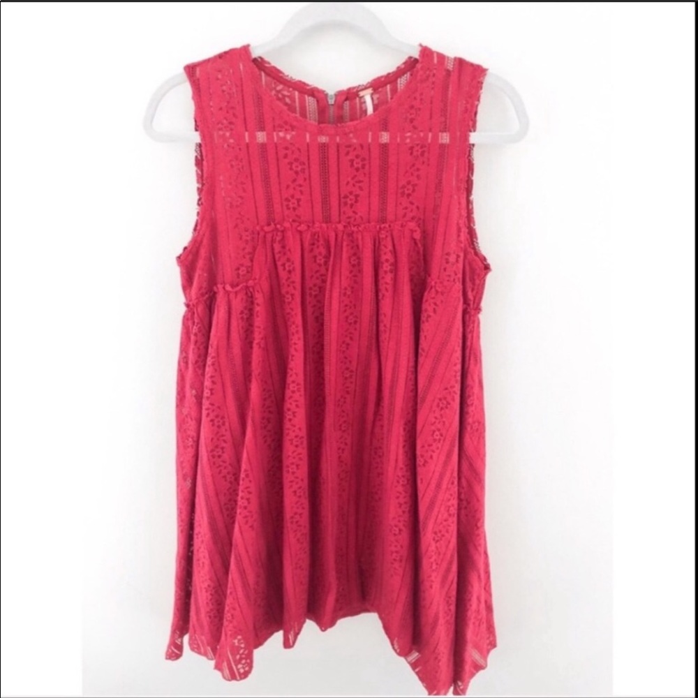 Free People Red Lace Swing Tank Dress